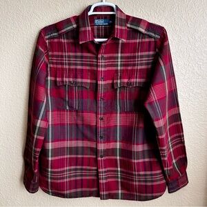 Polo Ralph Lauren Plaid Linen/Cotton Long Sleeve Button Down Shirt